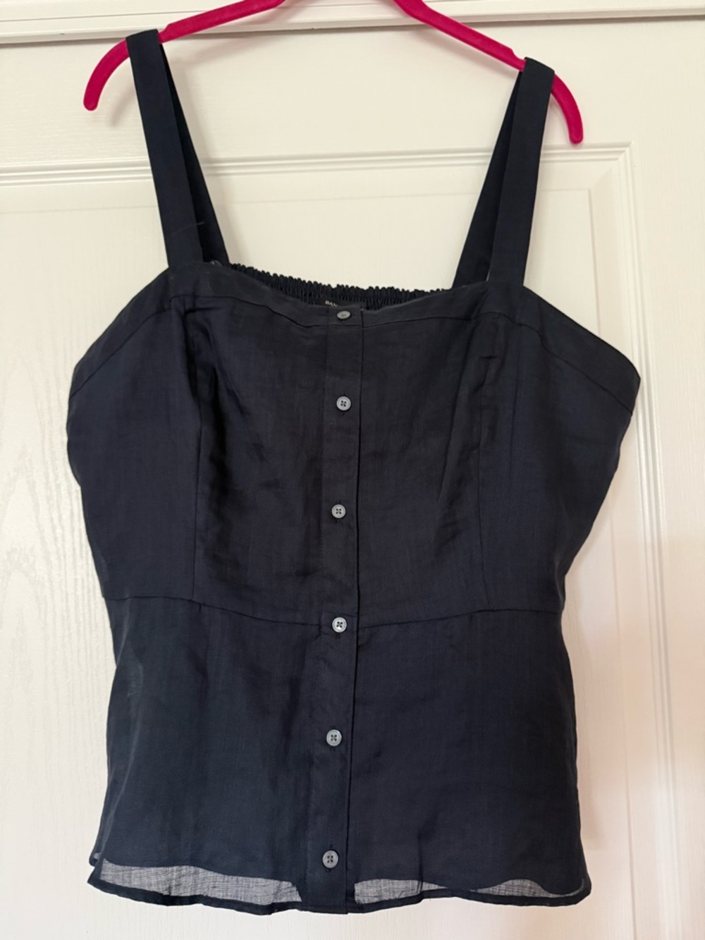 New Banana Republic Lined Very Dark Blue Button-Front Linen Blend Women's Cami